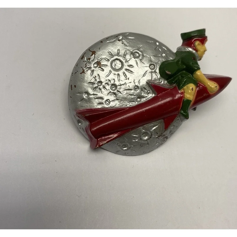 Boy Scout Shooting Past Moon Plastic Neckerchief Tie Slide